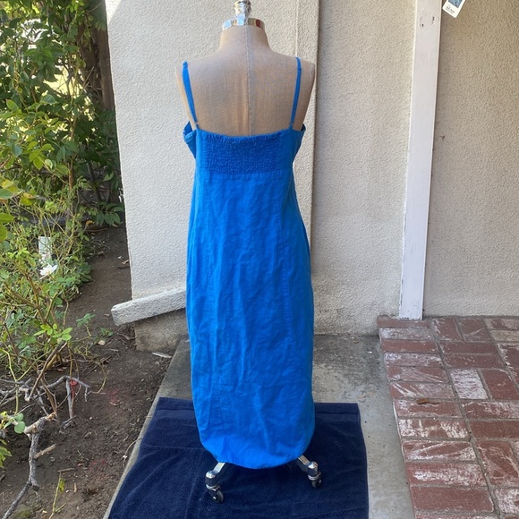 Zara linen blend gorgeous royal blue midi slit dress w/ great spaghetti straps - Picture 8 of 15